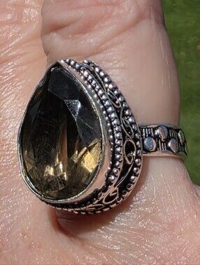 Smoky Topaz Faceted Gemstone Ring In 925 Sterling Silver (7)